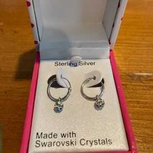 Sterling Silver Hoop Earrings Swarovski Crystals